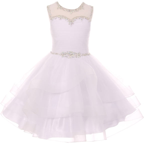 Little Girl Gorgeous Beaded Rhinestones First Communion Flower Girl Dress White 4 CC 5050 BNY Corner