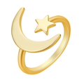 thumbnail image 2 of Anillo de apertura para mujer, anillo abierto ajustable con apertura minimalista de luna y estrella, máxima comodidad, 2 of 8