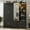 Black, variant on ChVans 71'' Armoire Wardrobe Closet with Mirror and Sensor Light, Modern Large Wooden Armoire Closet with 3 Doors, 2 Drawers, 2 Hanging Rods, Open Space for Bedroom