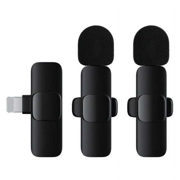 2-in-1 Wireless Lavalier Microphone for iPhone iPad, Dual Lapel Wireless Microphone for Video Recording, TikTok Facebook Live Steam, Youtubers, Vloggers, Interview, Clip-on Plug & Play Auto-sync