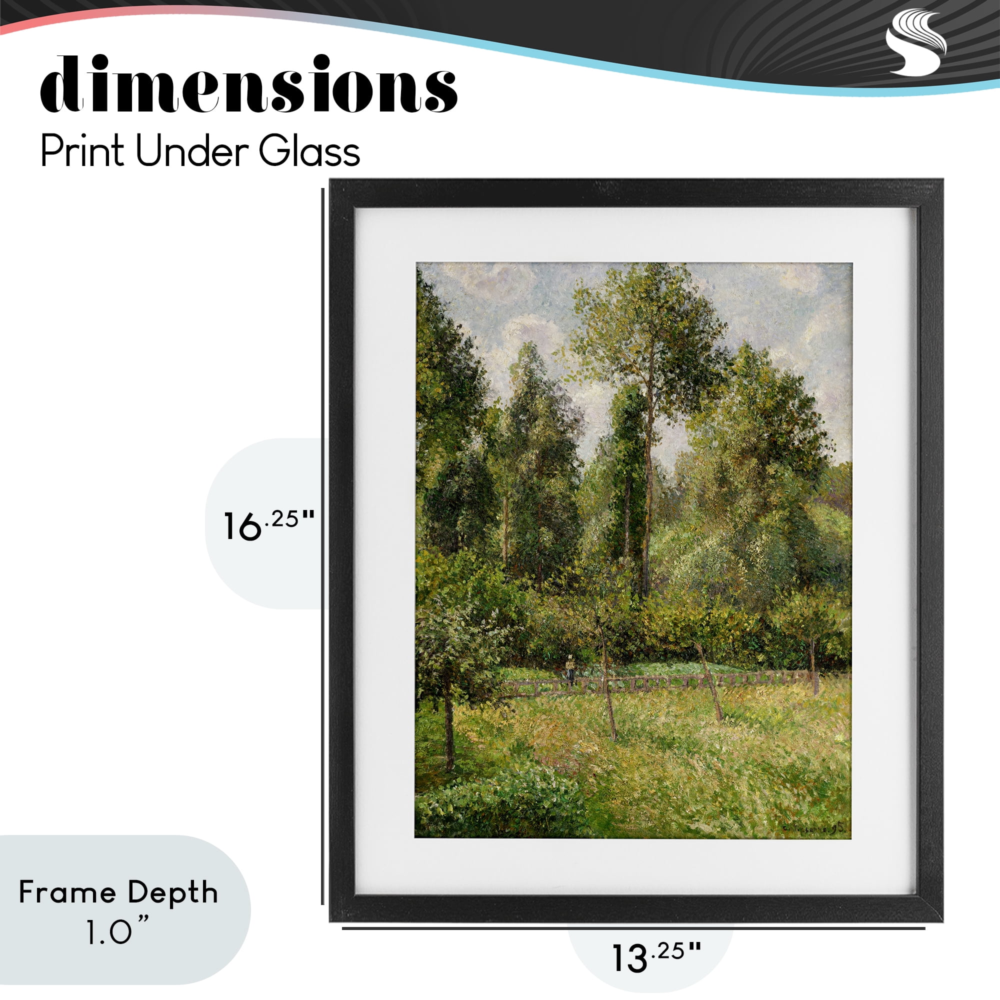 Stupell Industries Poplars Classic Landscape Black Framed Print Under Glass, design by Camille Pissarro