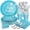 Light Blue Birthday, variant on Light Blue Birthday Decorations - Light Blue Birthday Plates and Napkins Party Supplies Sever 25 Guest - Light Blue and Silver Paper Plates for Happy Birthday Party Decorations