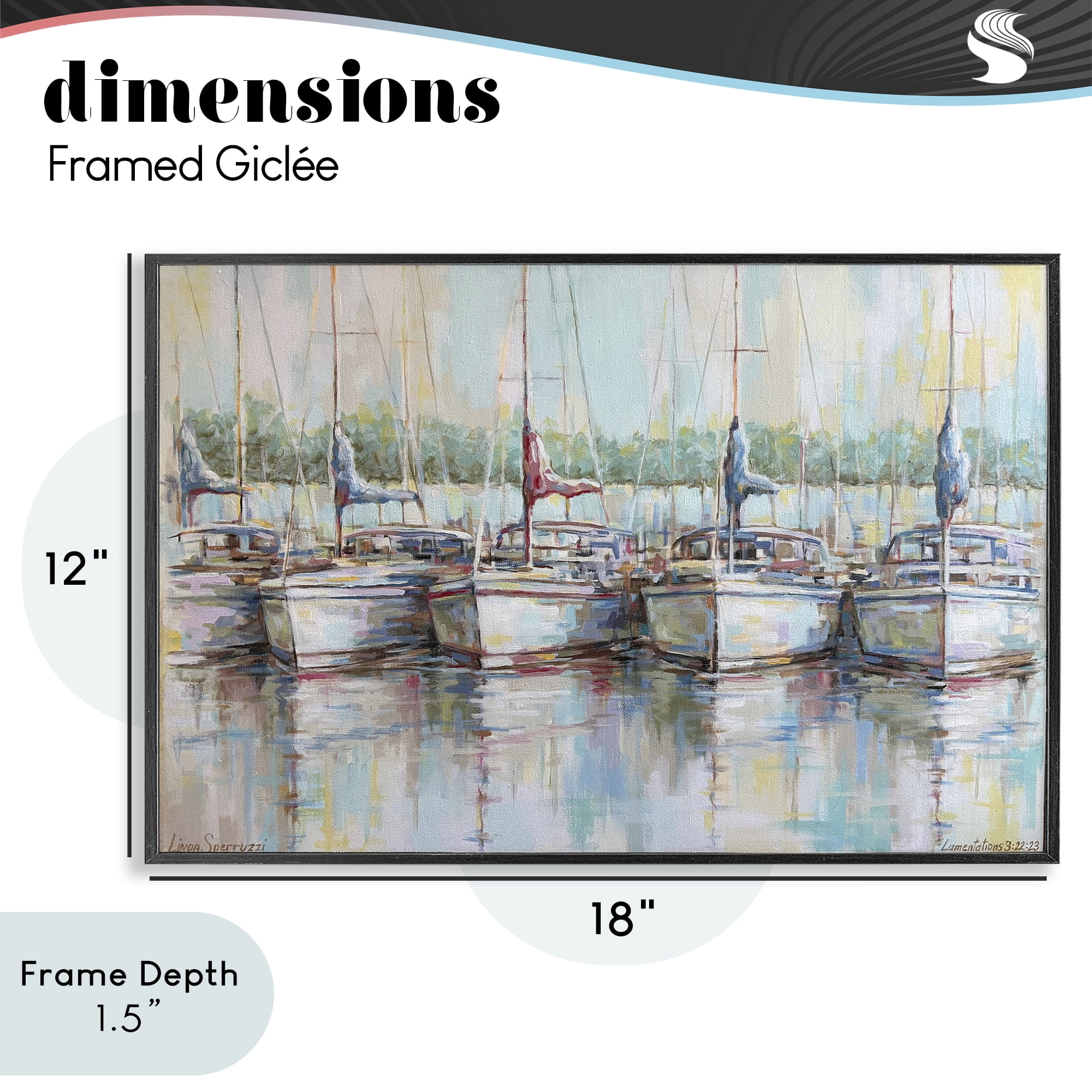 Stupell Industries Morning At The Marina Black Framed Giclee Art, design by Linda Sperruzzi