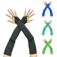 thumbnail image 2 of Yokua Long Gloves for Women Opera Dancing Elastic Fingerless Gloves Satins, 2 of 16