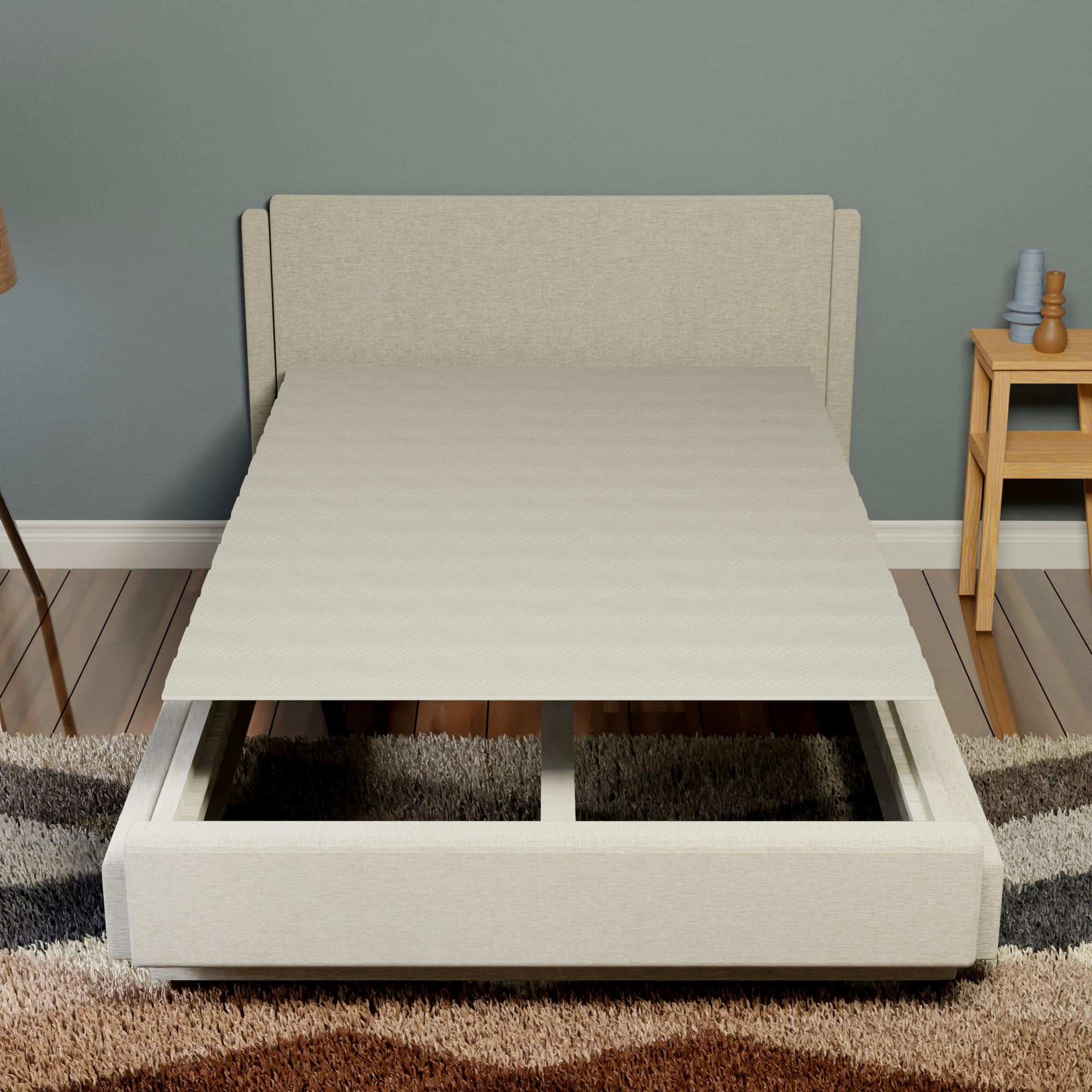 Continental Sleep, 0.75” horizontal Heavy Duty Mattress Support Wood Slats with Cover, Queen, Gray