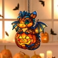 thumbnail image 4 of TanSiDing 4pcs Halloween Dragon Suncatcher - Glowing Pumpkin Ornament with Metal Chain for Window Decor, Sun Catcher Light Reflection Spooky Holiday Decoration, 4 of 6