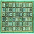 thumbnail image 1 of Ahgly Company Machine Washable Indoor Square Abstract Turquoise Blue Modern Area Rugs, 7' Square, 1 of 4