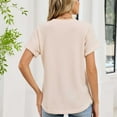 thumbnail image 6 of Paiwinds Women's Pocket Detail V-Neck Short Sleeve Pullover Blouse - Soft Polyester Cotton Blend Casual Top for Daily Wear, Errands & Relaxed Outings, 6 of 6