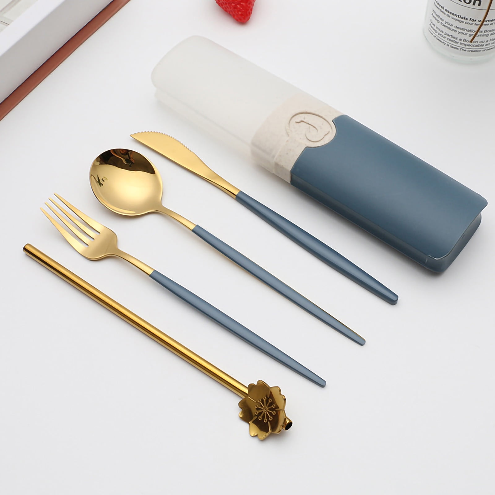 Tuscom New Stainless Steel Portuguese Cutlery Set Portable Cutlery Five  Piece Storage Box - Walmart.com