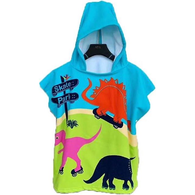 Poncho con capucha CHAO para niños 60x120 cm dinosaurio Verde toalla de microfibra Albornoz de SECADO rápido