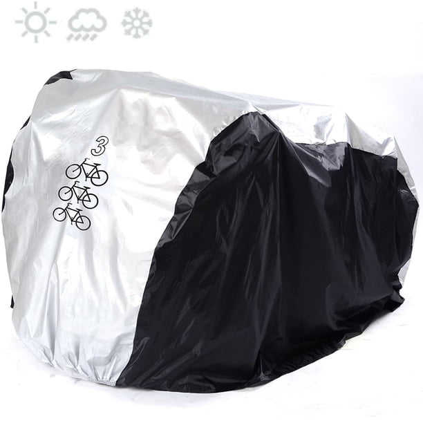 Funda para bicicleta para 3 bicicletas, impermeable, almacenamiento al aire libre, invierno, clima frío, lluvia, nieve, viento, lona, tienda de campaña, cobertizo, polvo, suciedad, resiste
