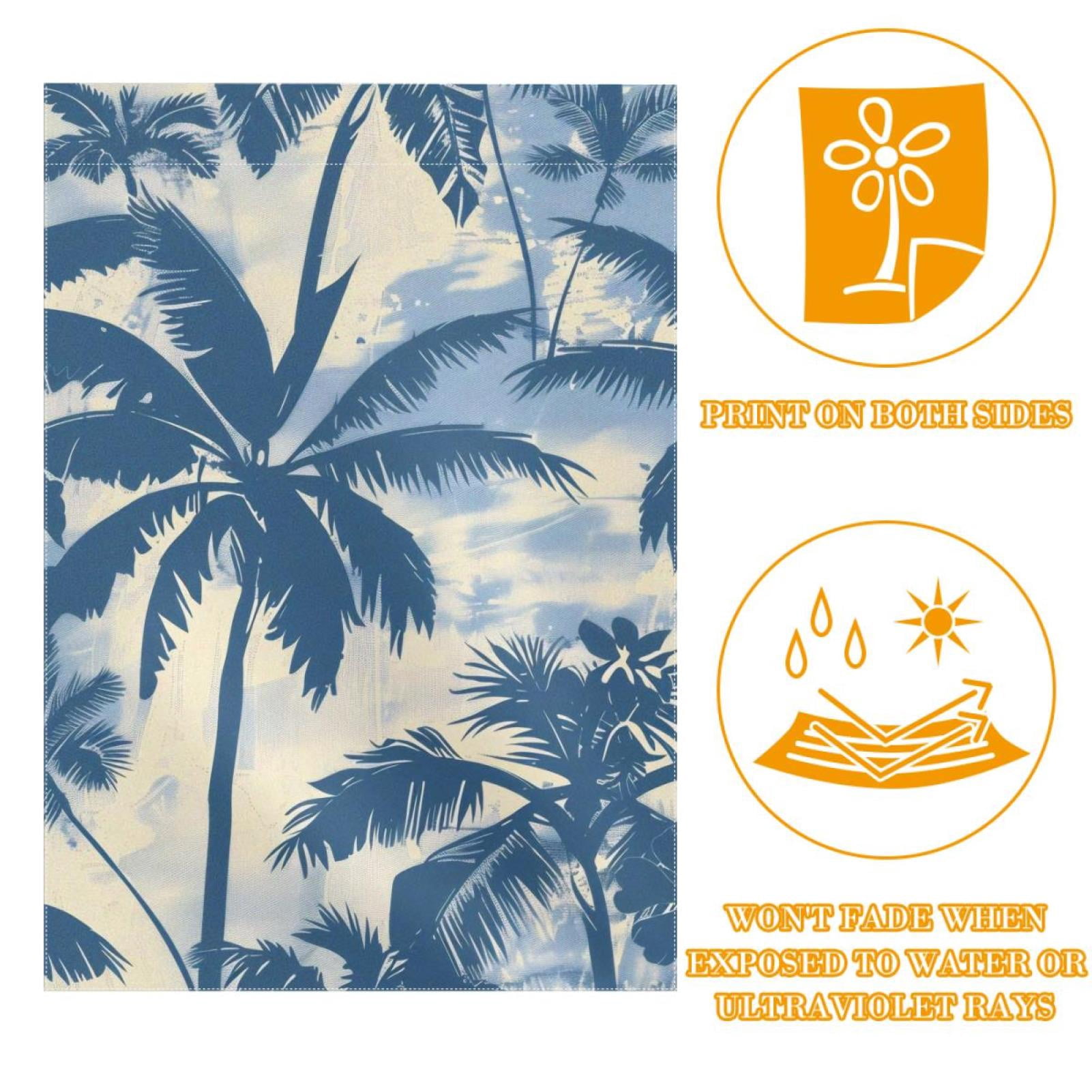 Tropical Palm Trees Silhouettes Double Sided Garden Flag Decorative Weather Resistant Yard Flag, Large DIY Vertical Flag for Farmhouse Patio Lawn, 28x40 Inch