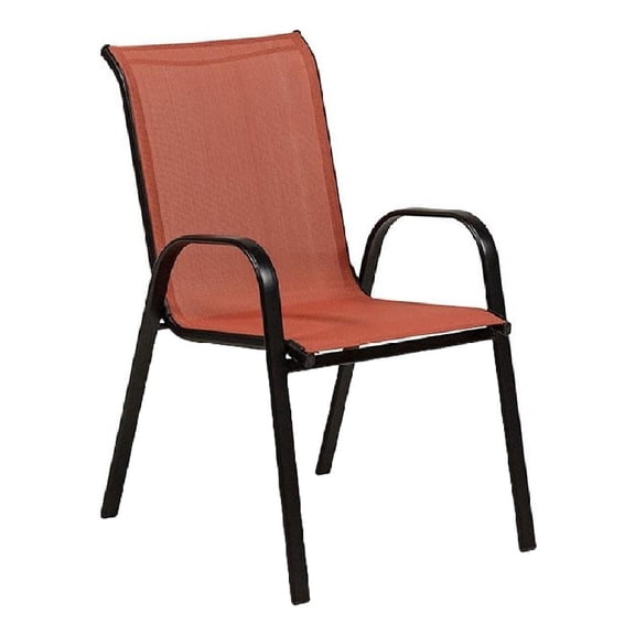 Feli Outdoor Stacking Chair Set of 2-Red Mesh Fabric-Black Metal