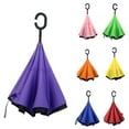 thumbnail image 4 of C-Handle Big Double Layer Inverted Upside Down Windproof Umbrella Self Standing (Black Cherry), 4 of 8