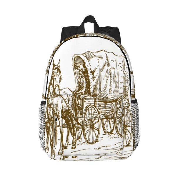 Disketp Western Scenery With Old Wagon Mochila Escolar de 15 Pulgadas, Mochila Ligera para Estudiantes, Viajes y Trabajo, Cómoda y Resistente para el Uso Diario