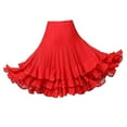 thumbnail image 4 of Ballroom Waltz Dance Swing Skirt Modern Tango Training Dress Costume Red C Red, 4 of 8