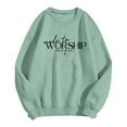 thumbnail image 4 of Arlun Made to Worship Sweatshirts Womens Christian Psalm Bible Verse Printed Graphic Pullover Tops Relaxed Fit Soft Comfortable Religious Faith Hoodless Sweatshirts Gifts Light Green XXL, 4 of 4