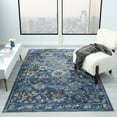 thumbnail image 5 of LR Home Ada 8'9" x 11'9" Indigo Bordered Floral Adult Durable Indoor Area Rug, 5 of 8