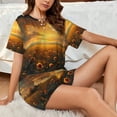 thumbnail image 4 of Bingfone Sunflower Sunset Rainfall Print Pajamas Sets for Women Soft Short-Sleeved Pjs with Lounge Shorts Two Piece Sleepwear, 4 of 5