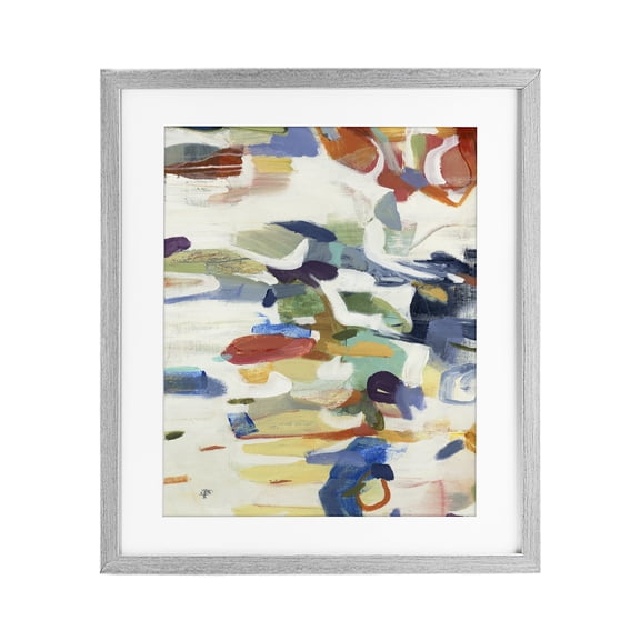Stupell Industries Modern Primary Hued Abstraction Gray Framed Print Under Glass, 13 x 16, by Lisa Ridgers
