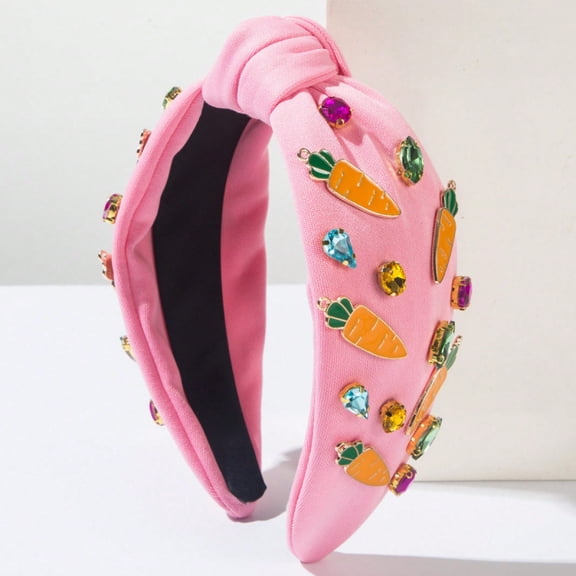 New Easter Diamond Studded Headband Cute Sweet Bunny Carrot Accessories for Easter Sunday Church, Family Photo Sessions and Festive Spring Events