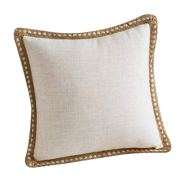 Funda de almohada decorativa de granja con bordes recortados a medida, almohada para exteriores, azul marino, 45 x 45 cm
