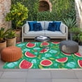 thumbnail image 2 of Summer Watermelon Outdoor Rug for Patio/Deck/Porch, Non-Slip Large Area Rug 4 x 6 Ft, Green Tropical Ice Cubes Cartoon Indoor Outdoor Rugs Washable Area Rugs, Reversible Camping Rug Carpet Runner, 2 of 8