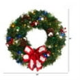 thumbnail image 2 of Nearly Natural 24in. Snow Tipped Berry and Pinecone Artificial Wreath with Bow and 50 Multi-Colored LED Lights, 2 of 5