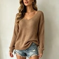 thumbnail image 2 of Edvintorg Cardigan Sweaters for Women Long Sleeve V Neck Loose Casual Knit Pullover Top Women's Clothing S-XL Khaki, 2 of 9
