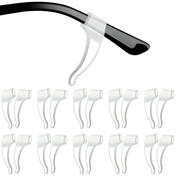 GJX 20 Pairs Silicone Eyeglass Ear Grips Non-Slip Ear Hooks for Sunglasses Glasses Fits 4-12mm Temples Transparent Design