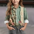 thumbnail image 2 of GNFQXSS Kids Tropical Floral Short Sleeve Button Up Shirt Relaxed Lightweight Breathable Comfortable Casual Beach Vacation Wear Green 13 Years, 2 of 5