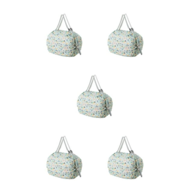 Thinsony Polyester Travel-friendly Storage Bag Travel Essential Shopping Bag For Travel Beach Bag blue flower 5Set