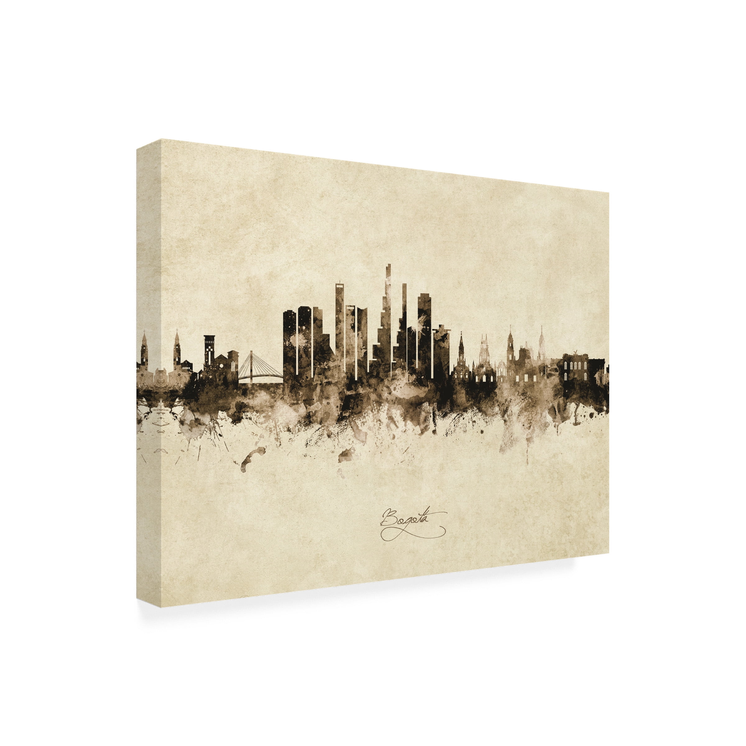 Michael Tompsett 'Bogotá Colombia Skyline Vintage' Canvas Art