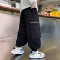 thumbnail image 6 of XIYON Boy's Cargo Pants Casual Streetwear Hip Hop Style For Teen Youth Kids Comfortable Athletic Trousers Streetwear 4-5 Years, 6 of 6