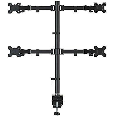 Lcd Arm Extension Grommet Desk - wali quad lcd monitor desk mount stand fully adjustable fits four screens up to 27, full motion, 22 lbs per arm capacity, c-clamp base and optional grommet base (wl-m004)