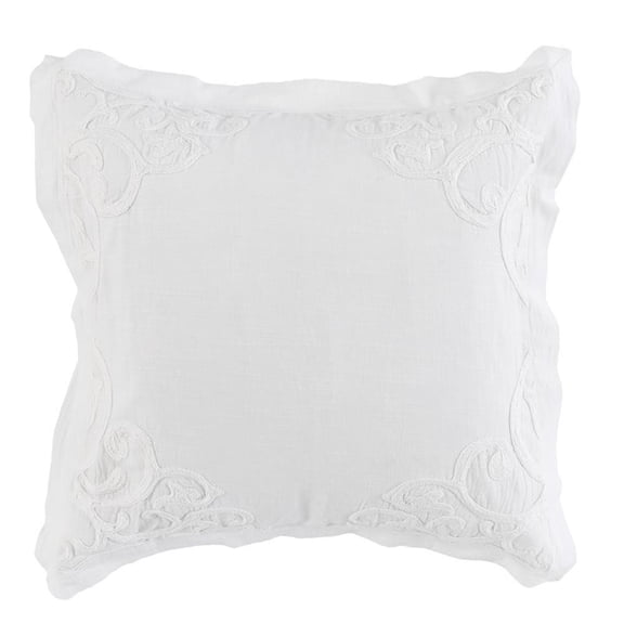 Pemberly Row Modern Transitional Cotton White Finish Euro Sham