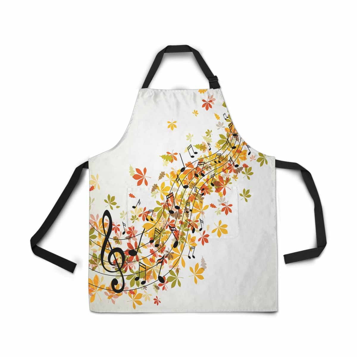 ASHLEIGH Abstract Autumn Fall Music Note Apron for Women Men Girls Chef with Pockets Fall Maple Leaves Unisex Adjustable Bib Apron Kitchen for Cooking Baking Painting