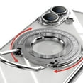 thumbnail image 4 of Compatible with iPhone 17 Case with Rotating Magnetic Ring Stand, [Compatible with MagSafe] [Full Camera Lens Protector] Plating Clear Slim Phone Case for iPhone 17, Silver, 4 of 7