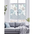 thumbnail image 4 of Non-Adhesive Static Cling Window Tint, Light Blue Teal Coastal Window Privacy Film Frosted, Summer Beach Coral Shell Ocean Insulated Windows Frosted Films for Living room, 35.4 x 78.7 Inches, 4 of 9
