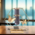 thumbnail image 6 of Modern Gold Metal Frame Hydroponic Vase - Heart Shaped Glass Planter with Butterfly Accents, Unique Tabletop Terrarium for Wedding Centerpieces & Home Office Decor, 6 of 7