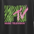 thumbnail image 3 of MTV - Neon Tiger Stripe Logo Girls' Short Sleeve Boxy Graphic T-Shirt, 3 of 5
