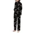 thumbnail image 4 of Aoiroe Women's 2 Piece Bowknot Print Satin Pajama Set,2 Piece Print PJs Soft Loungewear Button Down Sleepwear Button Down Sleepwear Loungewear Fall Winter Long Sleeve 2 Piece Sleepwear Z5-Black L, 4 of 5