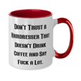 thumbnail image 2 of Brilliant Hairdresser, Don't Trust a Hairdresser That Doesn't Drink Coffee, Graduation Two Tone 11oz Mug For Hairdresser, 2 of 2