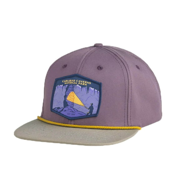 Sendero Provisions Co. Carlsbad Caverns National Park Hat Purple Structured Mid-Profile 6-Panel Unisex Cotton Twill Easy Curve Visor Snapback with Woven Patch and Topographic Map Undervisor