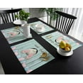 thumbnail image 3 of Placemats Set of 4, Happy Easter Egg Bunny Tails in Hole Rustic Blue Wood Washable Burlap & Cotton Placemats for Kitchen Dining Table Holiday Home Decoration, 3 of 6