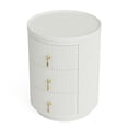 thumbnail image 4 of Demi Bonn 20" Wood Nightstand with 3-Drawers, Bedside End Table for Bedroom, Modern Round Side Table with Storage, White, 4 of 5