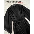 thumbnail image 5 of Womens Robe, AMITOFO Silky Satin Kimono Robe for Women with Lace Trim Long Lightweight Floor-Length Elegant Getting Ready Robe for Bride, Black, 5 of 8