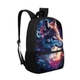 thumbnail image 2 of Binienty Galaxy Wolf Print School Backpack for Teens Elementary Middle School Students 17 Inch Large Capacity Bookbag with Customizable Straps Front Zipper Pocket Casual Daypack Gift, 2 of 6
