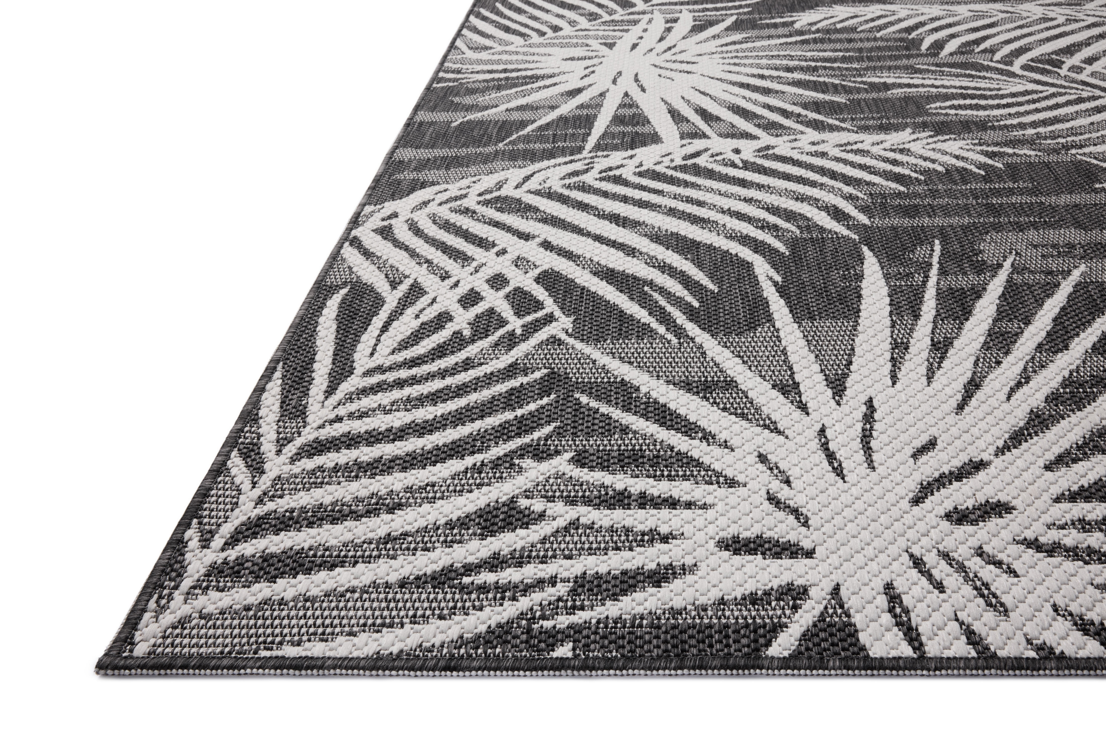 Indoor Outdoor Rug 2x4, Reversible, Loloi Easton Ivory / Onyx (2'3" x 3'9")