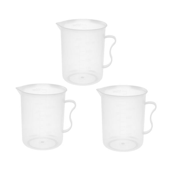 250ml Clear Plastic Measuring Cup With Handle Beaker Laboratory Set 3 Pcs